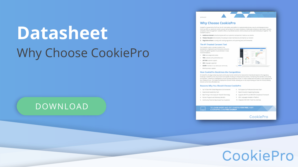 Why Choose CookiePro Datasheet